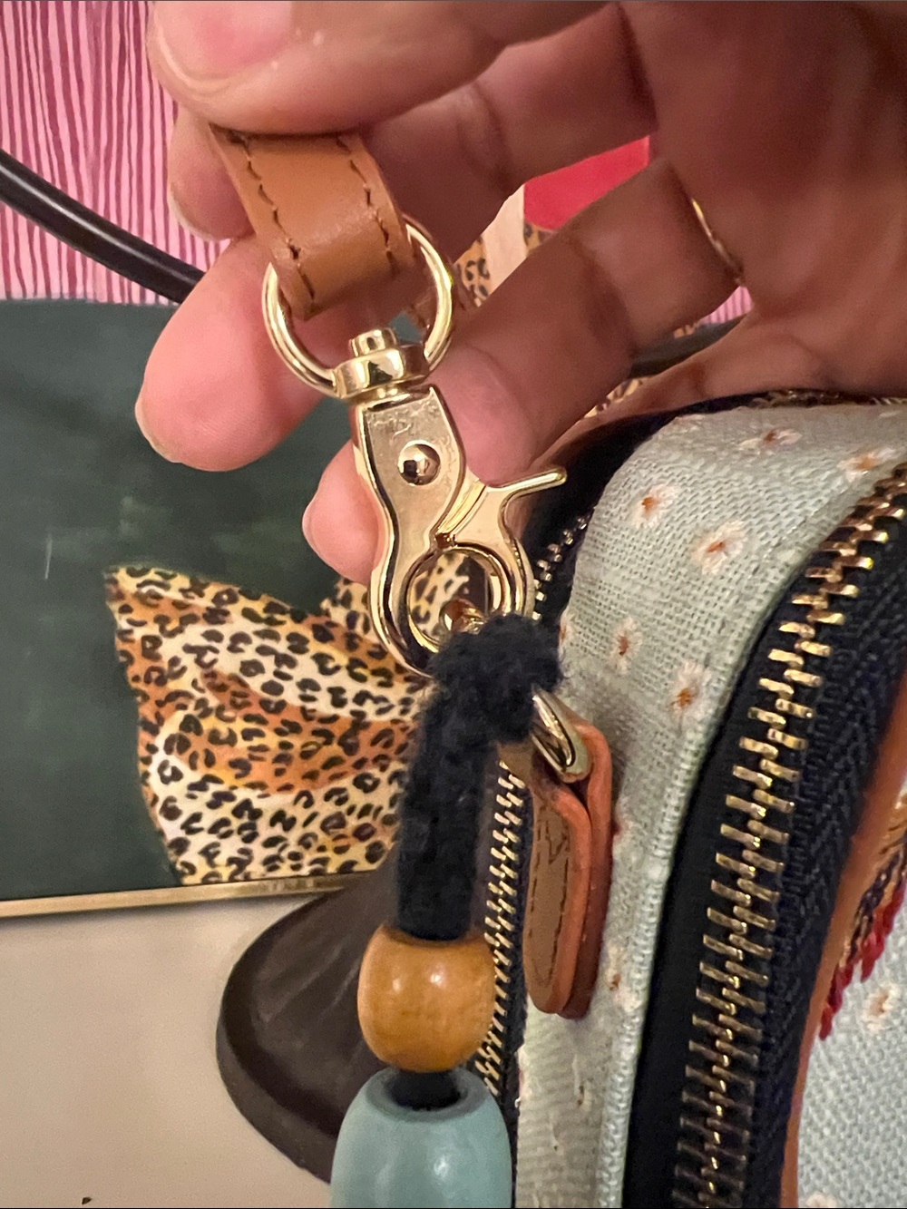 Spartina 449 Floral Embroidered Crossbody Bag - Light Blue, Navy, Tan - Picture 4 of 11
